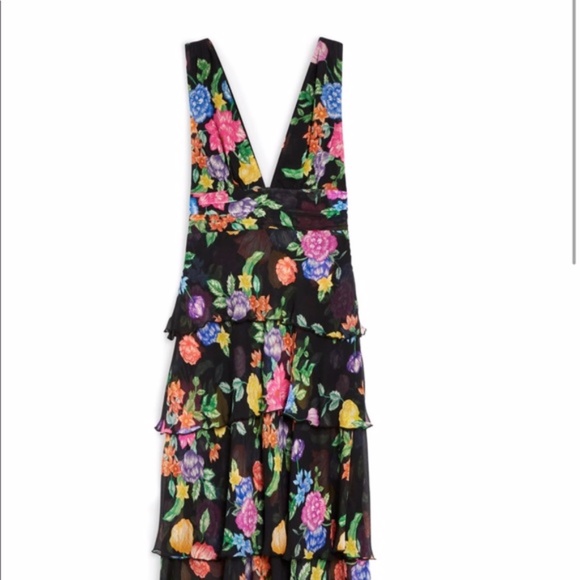 Topshop Freida Floral Pinafore Maxi Dress tiered - Picture 4 of 12